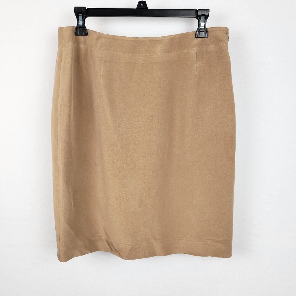 Jones New York Women's 100% Silk Skirt Fully Lined Size 14 Tan